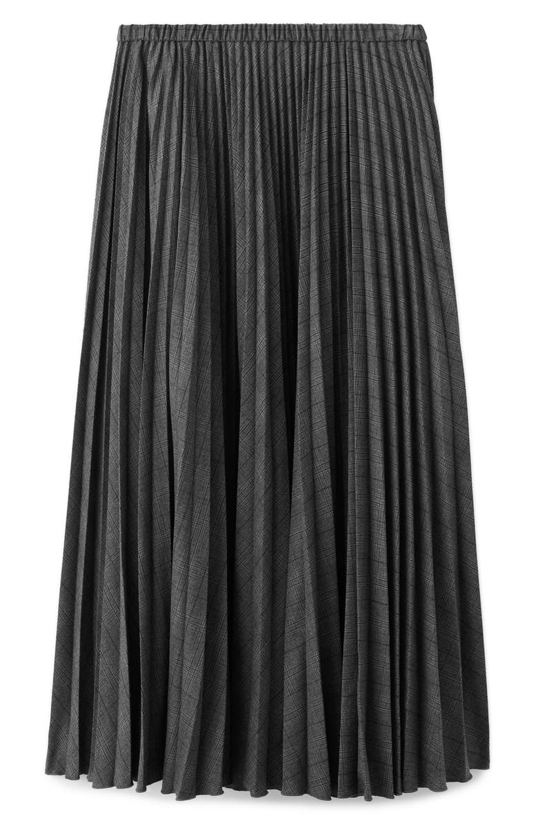 MANGO Check Pleated Maxi Skirt, Main, color, Grey