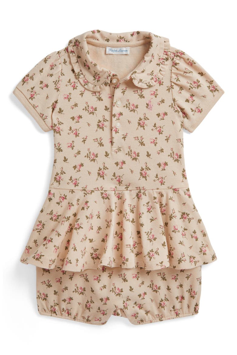 Kids' Floral Mesh Stretch Cotton Polo Shortall, Main, color, BEATTY FLORAL