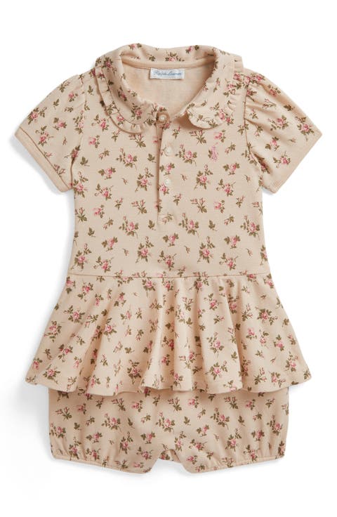 Kids' Floral Mesh Stretch Cotton Polo Shortall