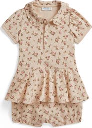 Ralph Lauren Kids' Floral Mesh Stretch Cotton Polo Shortall