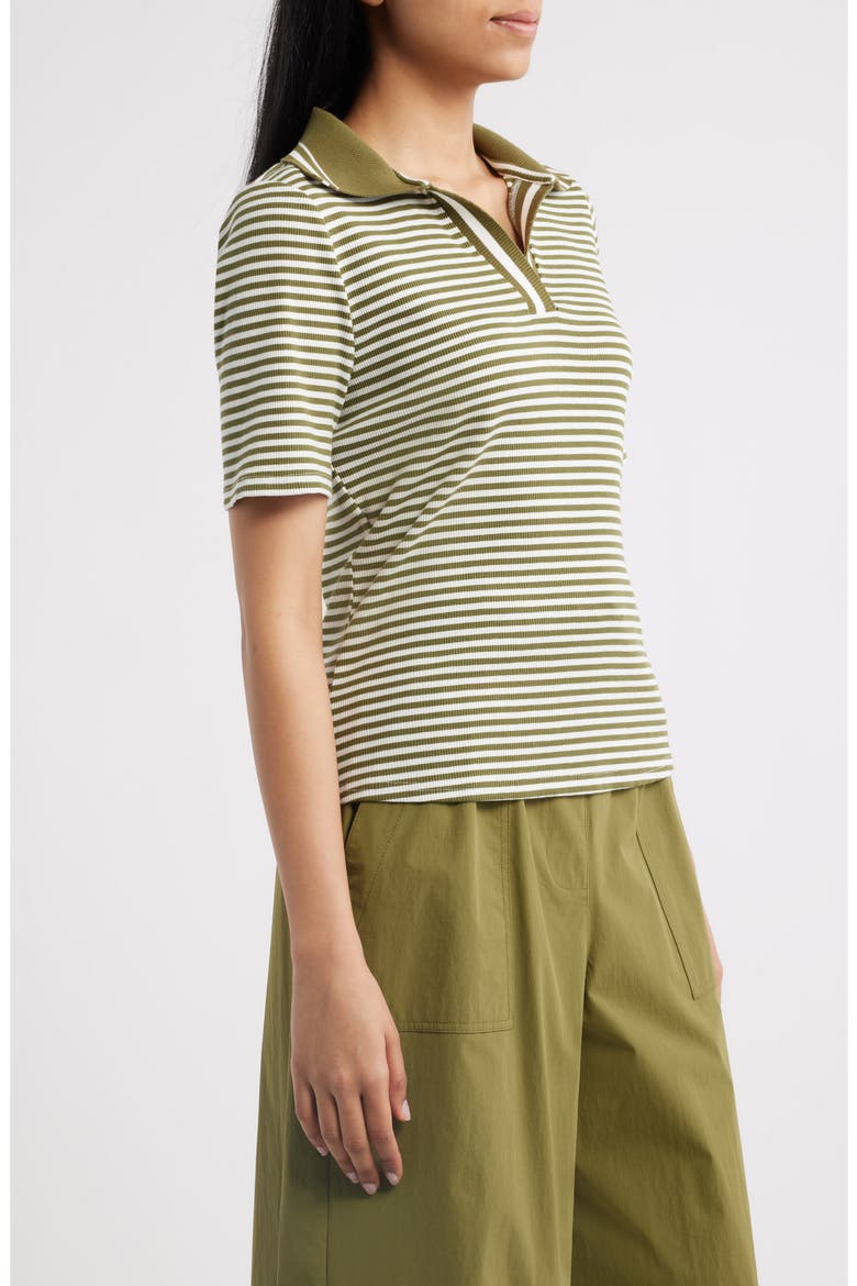 Stripe Johnny Collar Polo, Alternate, color, CREAM / FIR GREEN