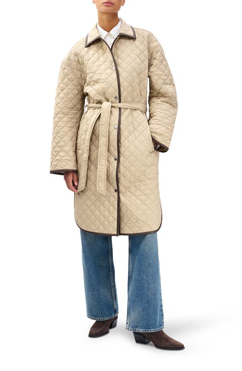 Kelly Oversize Faux Leather Trim Quilted Jacket