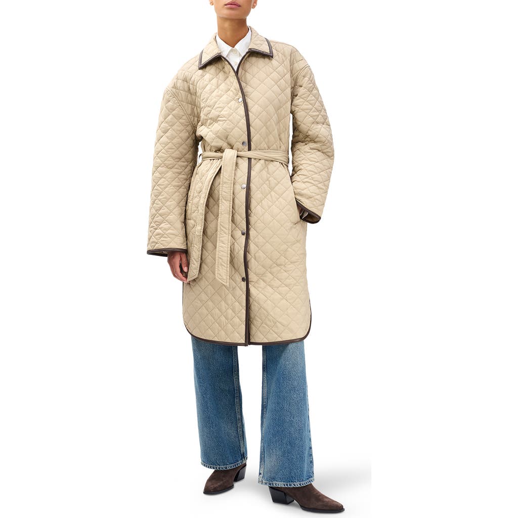 Rag & Bone Kelly Oversize Faux Leather Trim Quilted Jacket In Neutral