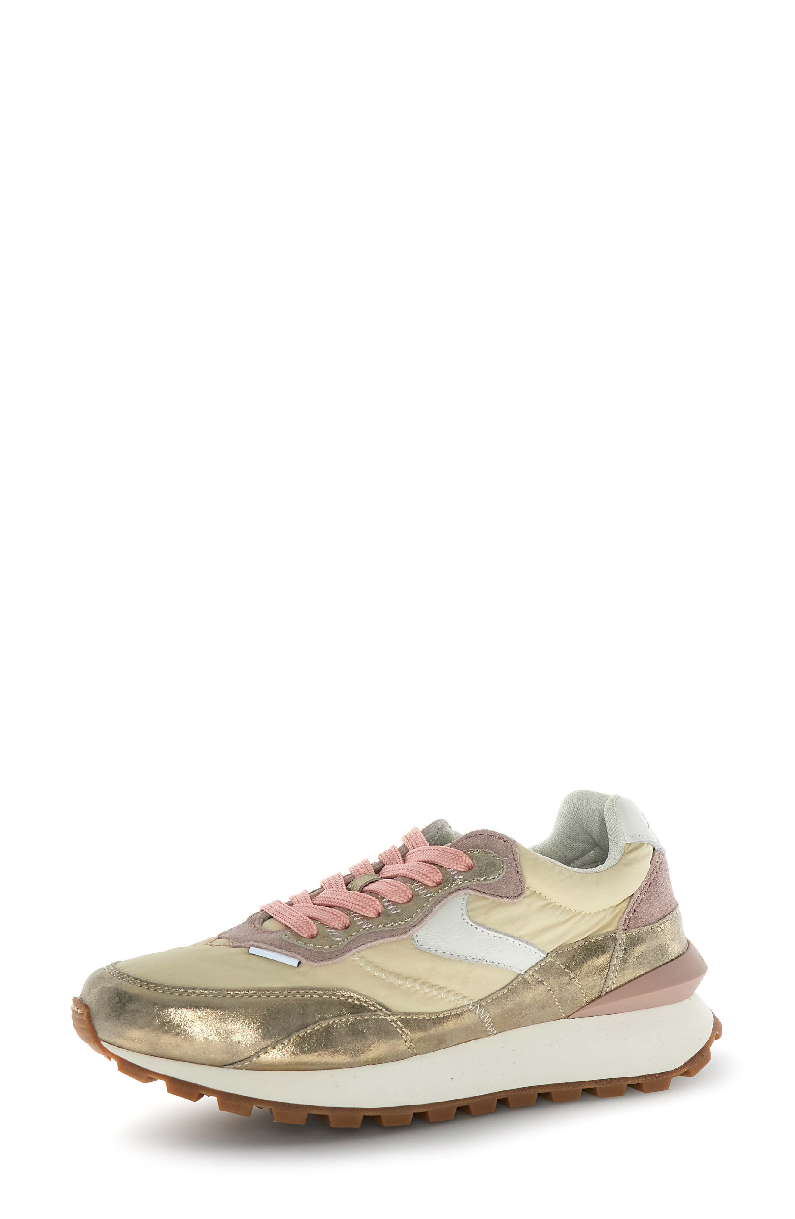 Olivia Court Wool Sneaker with Genuine Shearling Trim, Main, color, GOLD