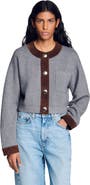SANDRO Cardigan with suede panels