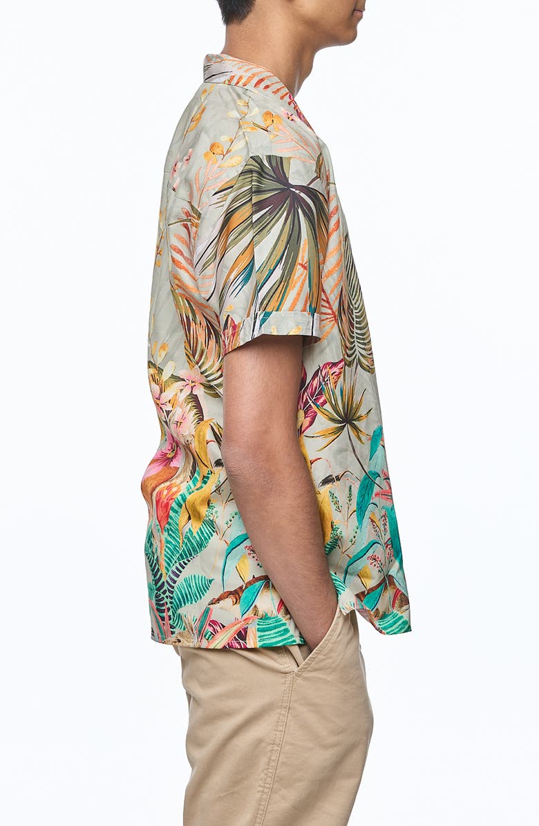 RANEES Printed Camp Shirt, Alternate, color, Natural