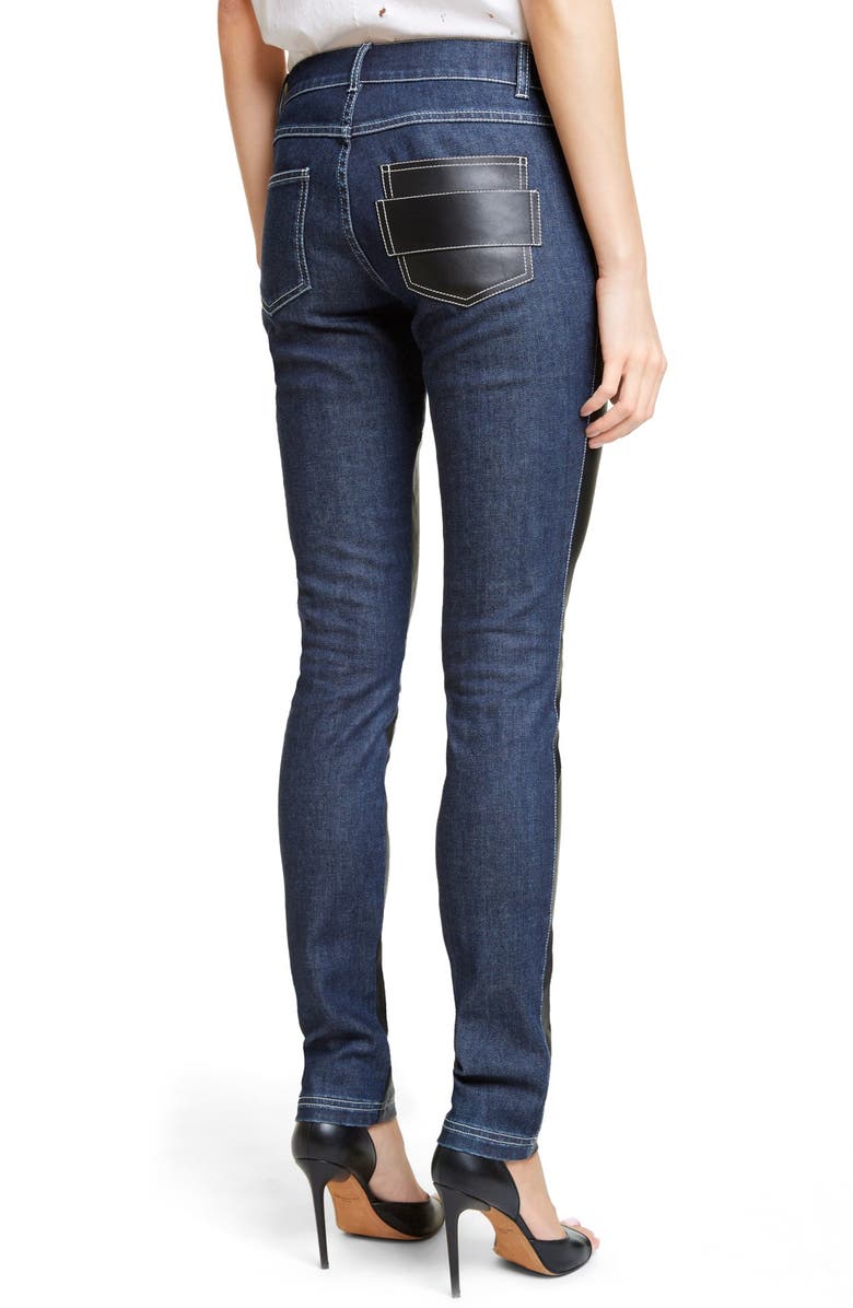 Givenchy Bonded Leather Trim Jeans, Alternate, color,