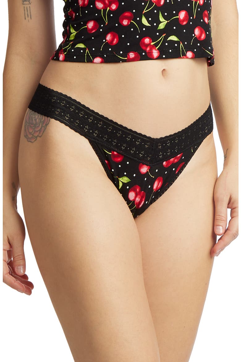 Indigo Stripe DreamEase Original Rise Thong, Alternate, color, CHERRY BOMB