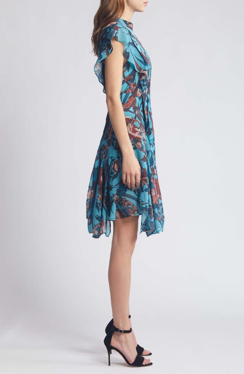 Allsaints Fleur Batu Handkerchief Hem Dress In Lagoon Blue