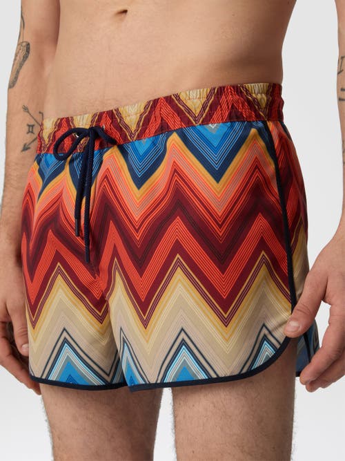 Missoni Swim Shorts With Macro Zigzag Print In Orange