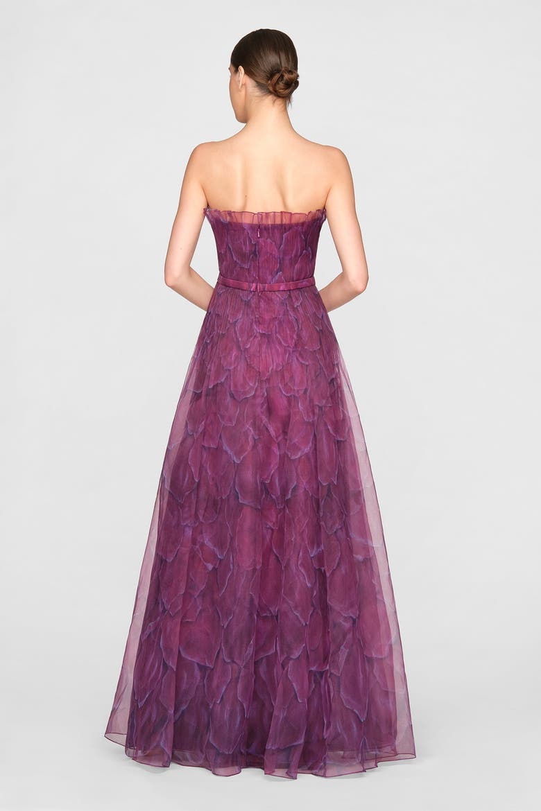 Ivana Printed Organza Gown, Alternate, color, PETAL OBSCURA