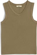 Madewell High V-Neck Regenerative Cotton Rib Tank