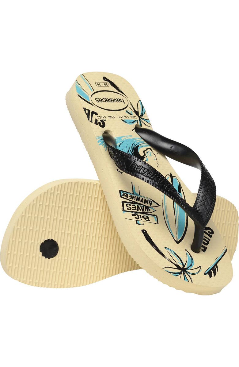 Havaianas Printed Footbed Flip-Flops, Alternate, color, Buttercream