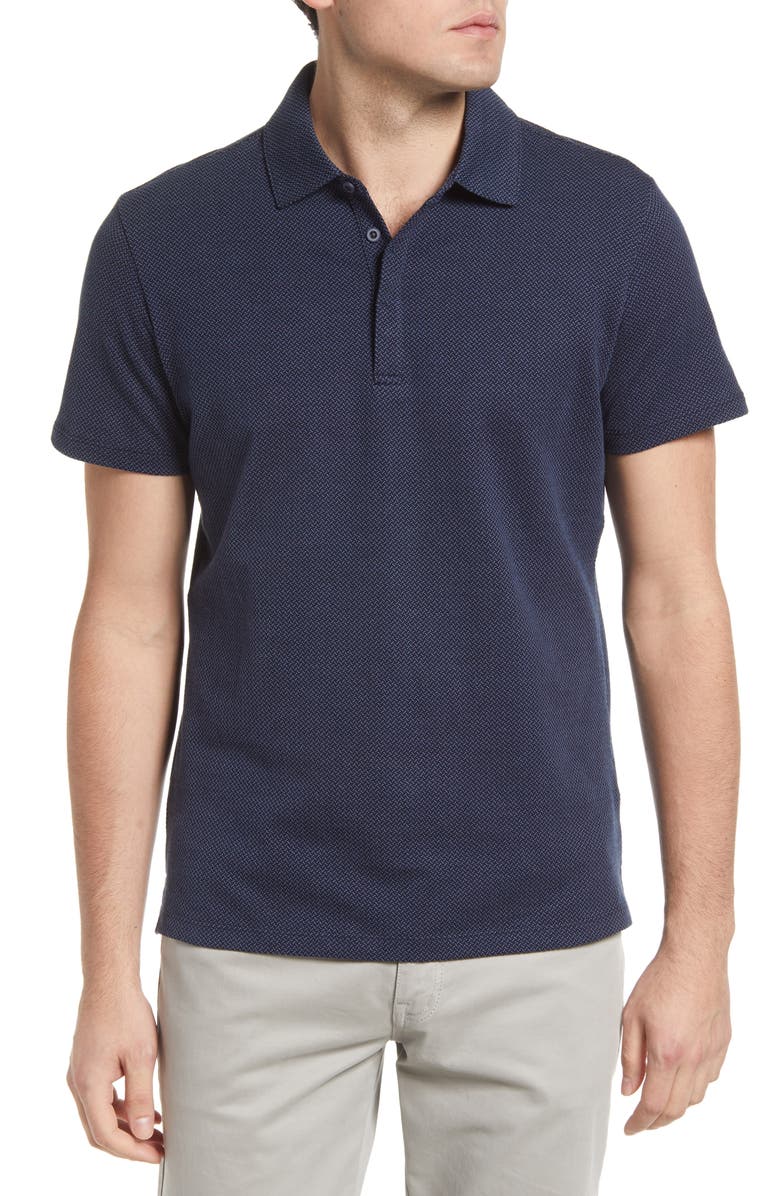 Robert Barakett Creston Micropattern Jacquard Polo, Main, color, Navy