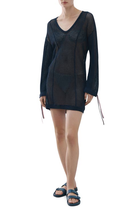 Open Knit Long Sleeve Minidress