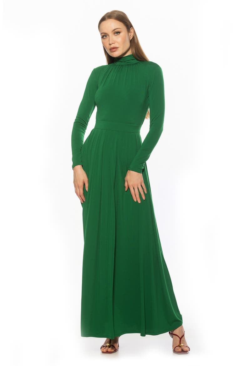 SOLENE FIT AND FLARE DRESS, Alternate, color, EMERALD
