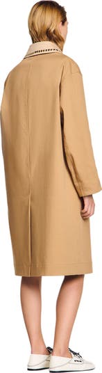【SANDRO】Trench coat with rhinestone collar Sandro Trench Coat with Rhinestone Collar | Saks Fifth Avenue
