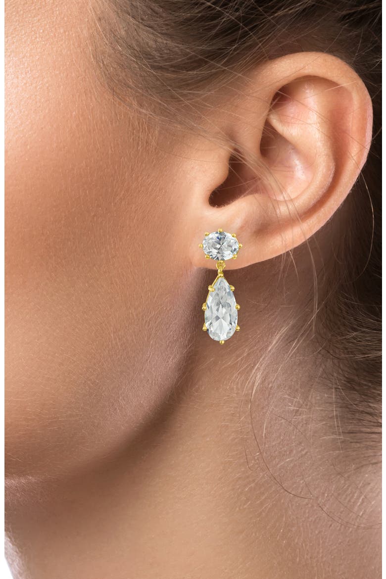 11cttw Claw Set Oval Drop Earrings, Alternate, color, CLEAR GOLD
