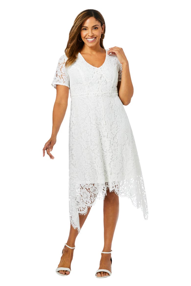 Lace Handkerchief Dress, Main, color, WHITE
