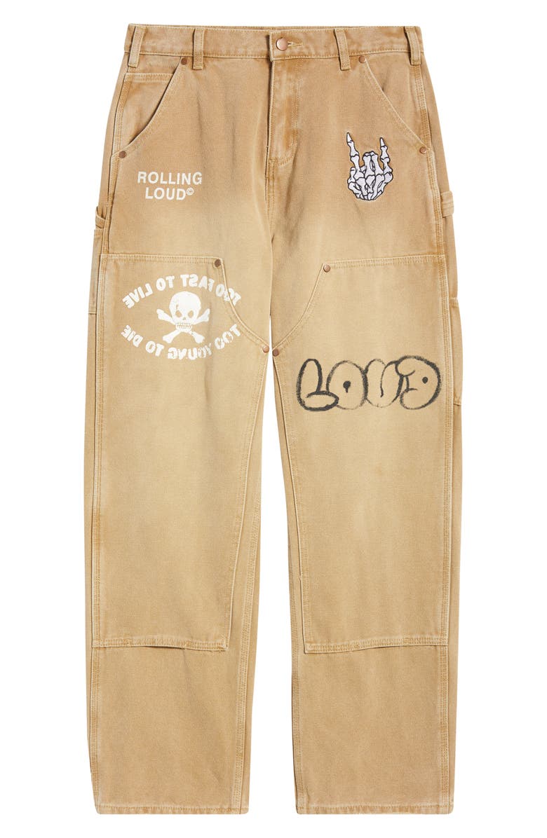 Rolling Loud Notebook Cotton Blend Work Pants, Alternate, color, Tan