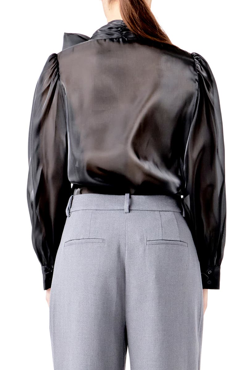 Endless Rose Organza Bow Tie Shirt, Alternate, color, Black