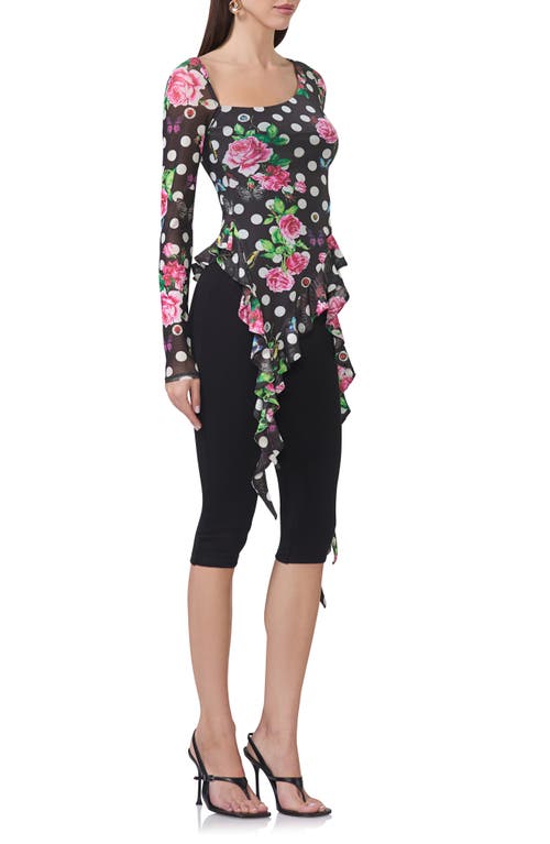 AFRM AFRM DORIS RUFFLE ASYMMETRIC MESH TOP 