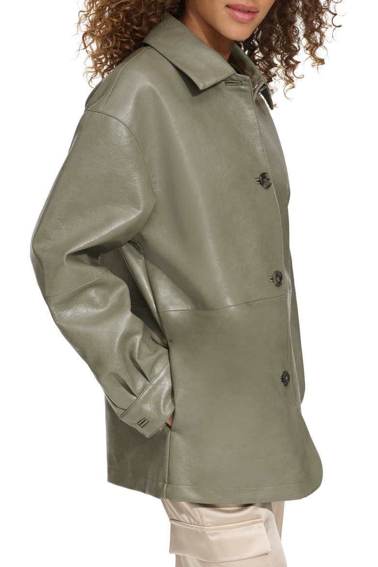Oversize Faux Leather Relaxed Jacket, Alternate, color, SAGE