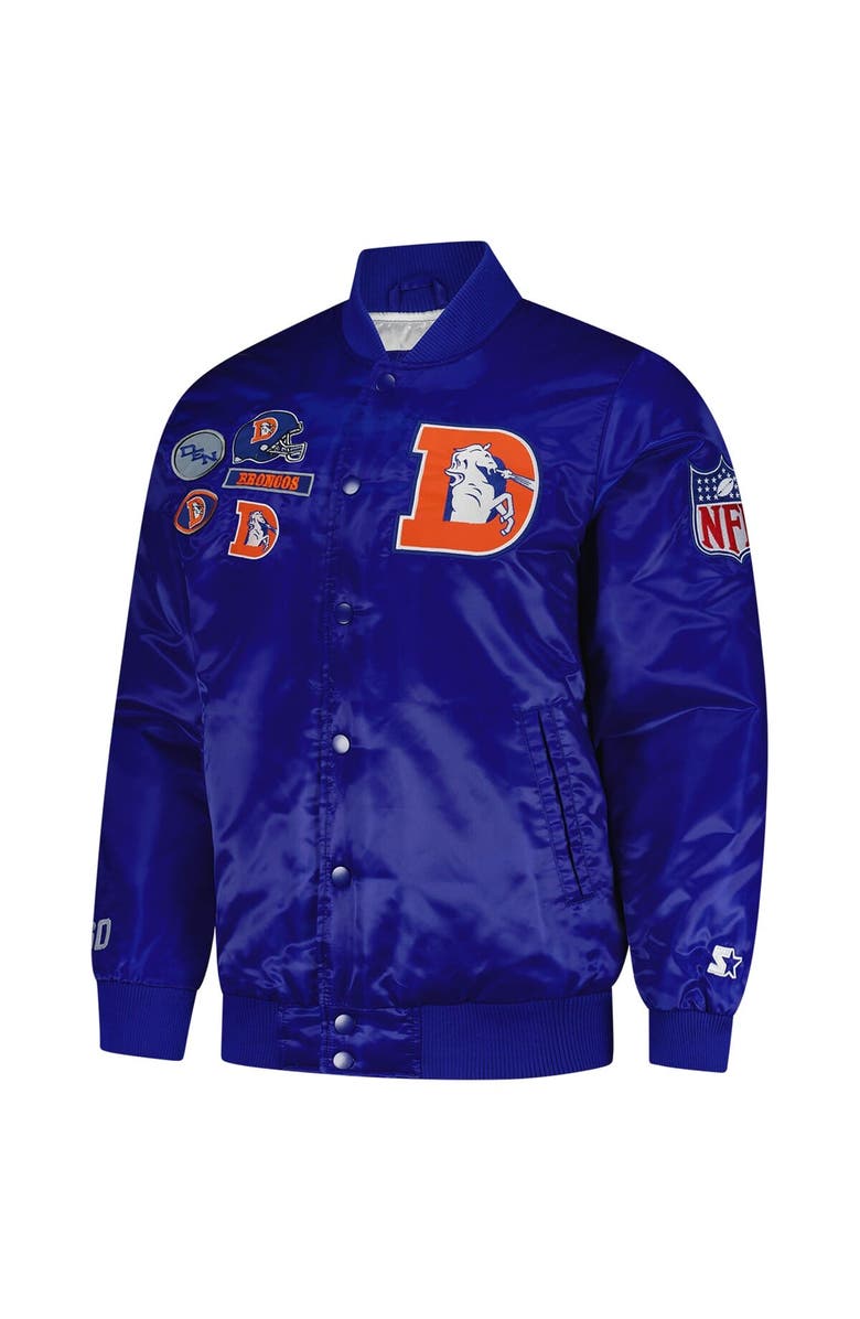 STARTER Men's Starter Royal Denver Broncos Exclusive Satin Full-Snap Varsity Jacket, Alternate, color, 