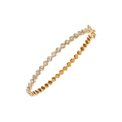 Lab Grown Diamond Multi Emerald Bezel Bangle 14K