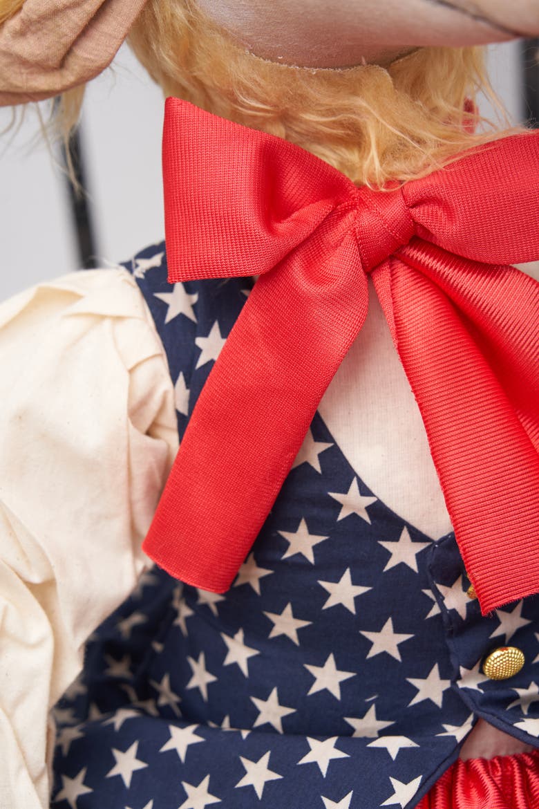 Patriotic Gussie Sheep w/ Stars & Stripes Dress Decorative Figurine, Alternate, color, Red