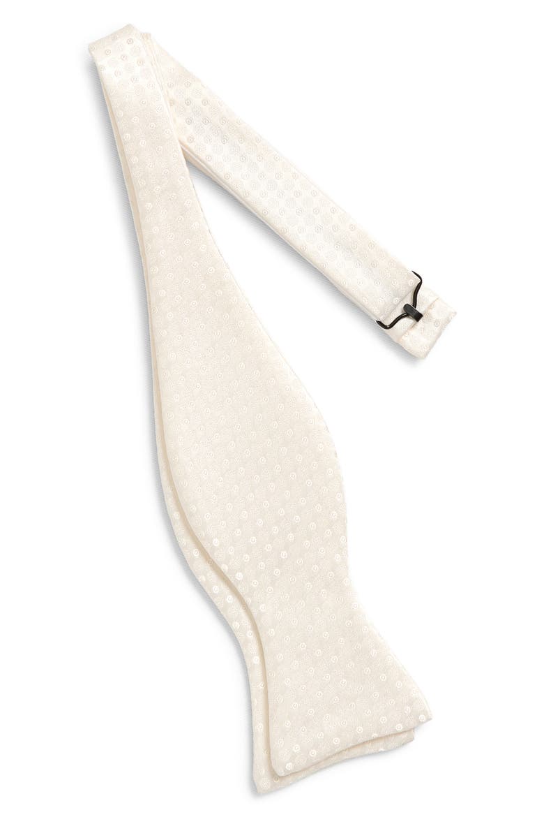 Jacquard Silk Bow Tie, Alternate, color, WHITE