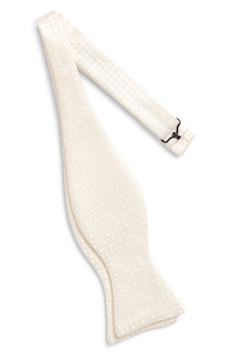 David Donahue Jacquard Silk Bow Tie, Alternate, color, White
