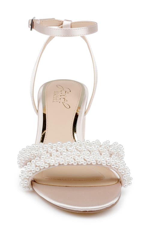 Jewel Badgley Mischka Ninnette Embellished Ankle Strap Sandal In Champagne Satin