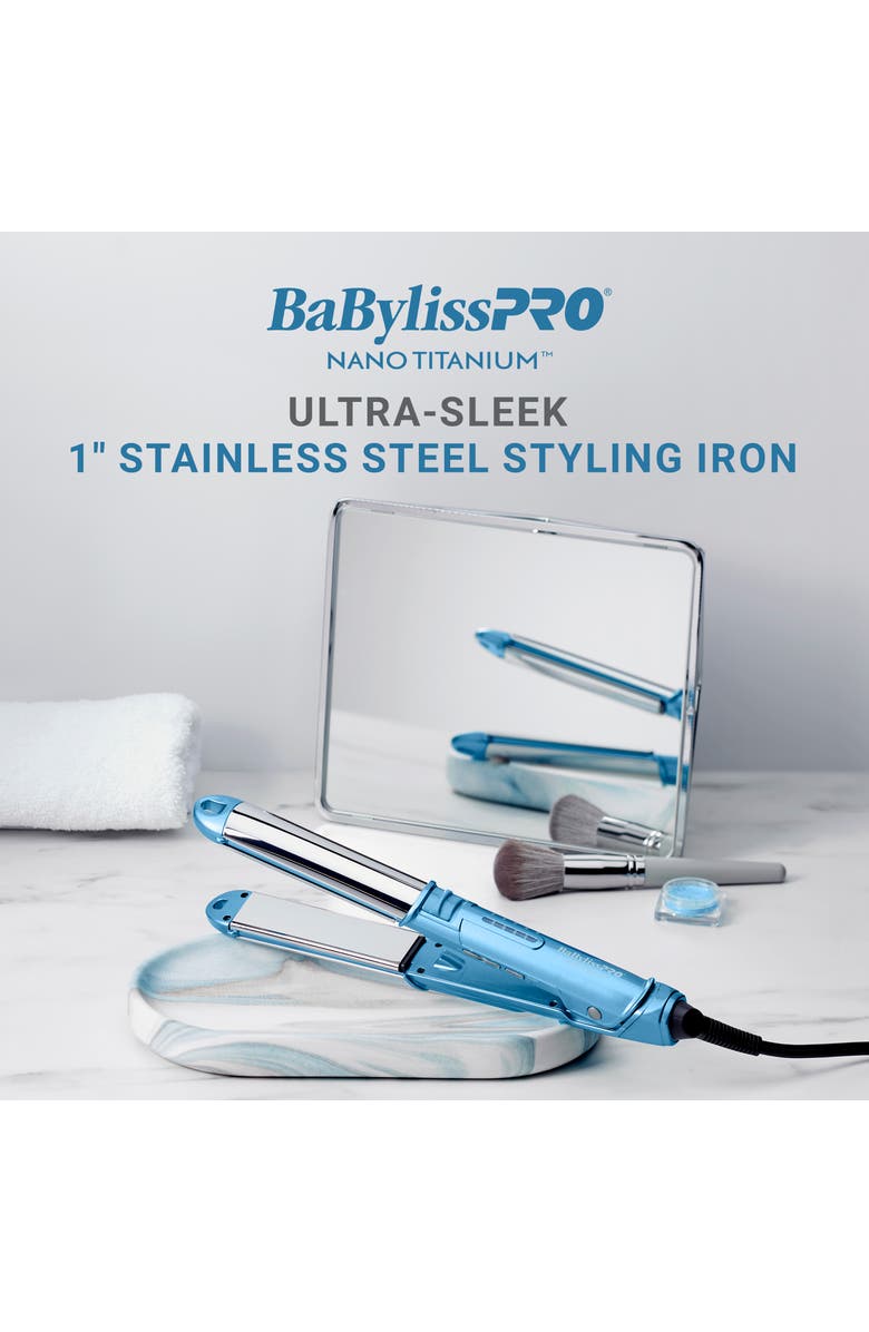 BaBylissPRO Nano Titanium 1" Ultra-Sleek Stainless Steel Styling Iron, Alternate, color, Blue