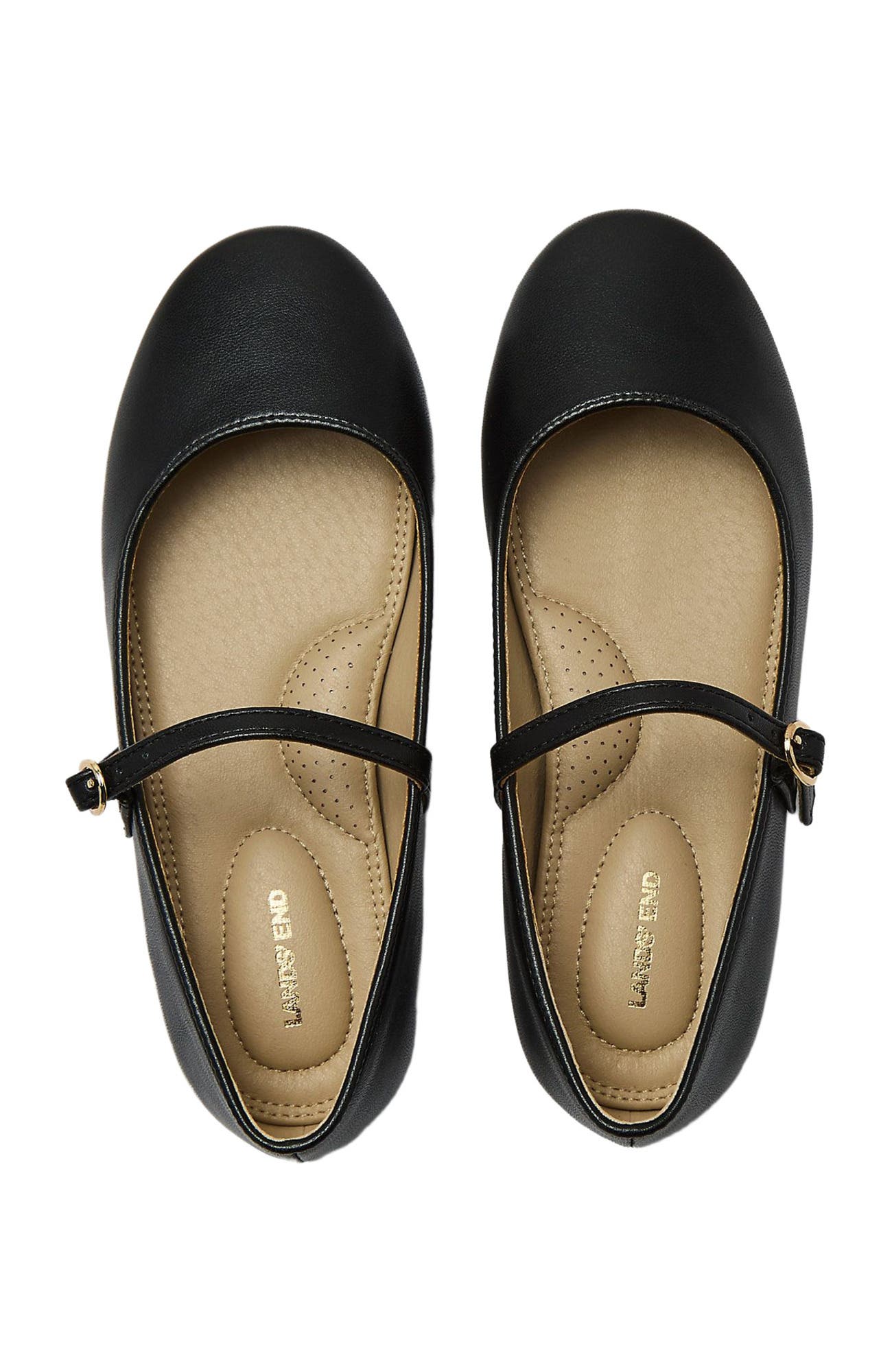 Lands' End Girls Classic Mary Jane Flats, Alternate, color, Black