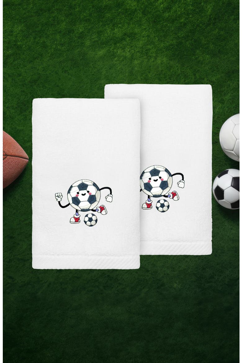 2-Pack Embroidered Hand Towel, Alternate, color, WHITE SOCCER