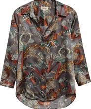 L
AGENCE Dani Three-Quarter Sleeve Silk Button-Up Shirt