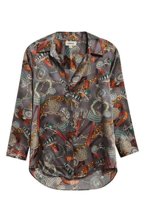 L Agence L'agence Dani Three-quarter Sleeve Silk Button-up Shirt