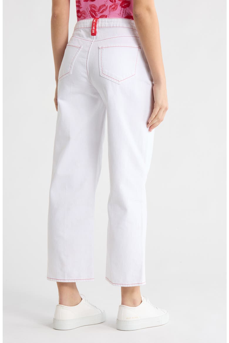 June High Waist Crop Stovepipe Jeans, Alternate, color, BLANC/SCARLET RED CONT