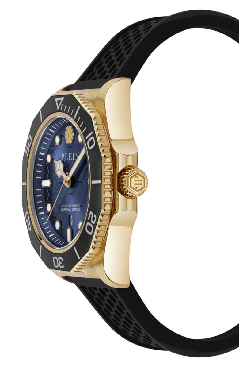 PHILIPP PLEIN Aquastorm Silicone Strap Watch, 44mm, Alternate, color, Blue Aquastorm