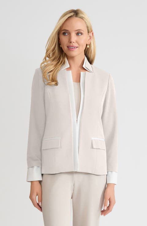 Tailored Two-Toned Stretch Deco Crepe Blazer