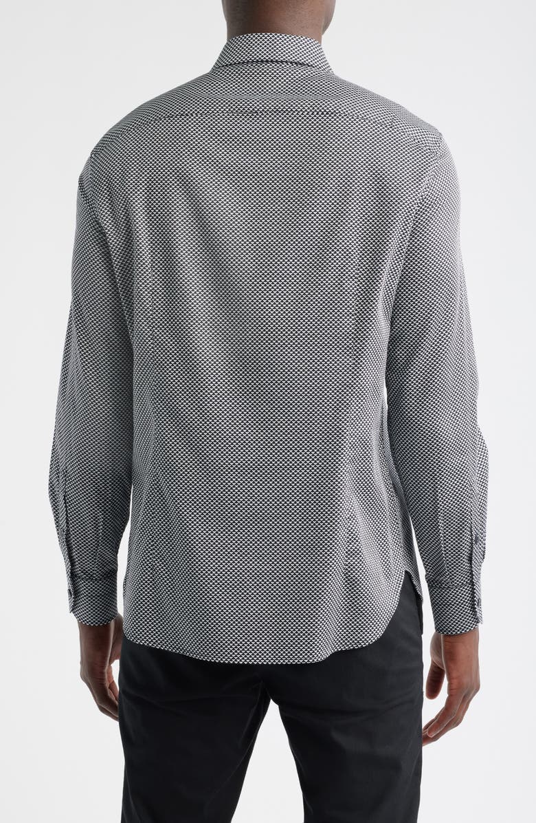 Emporio Armani Microprint Stretch Cotton Button-Up Shirt, Alternate, color, Navy