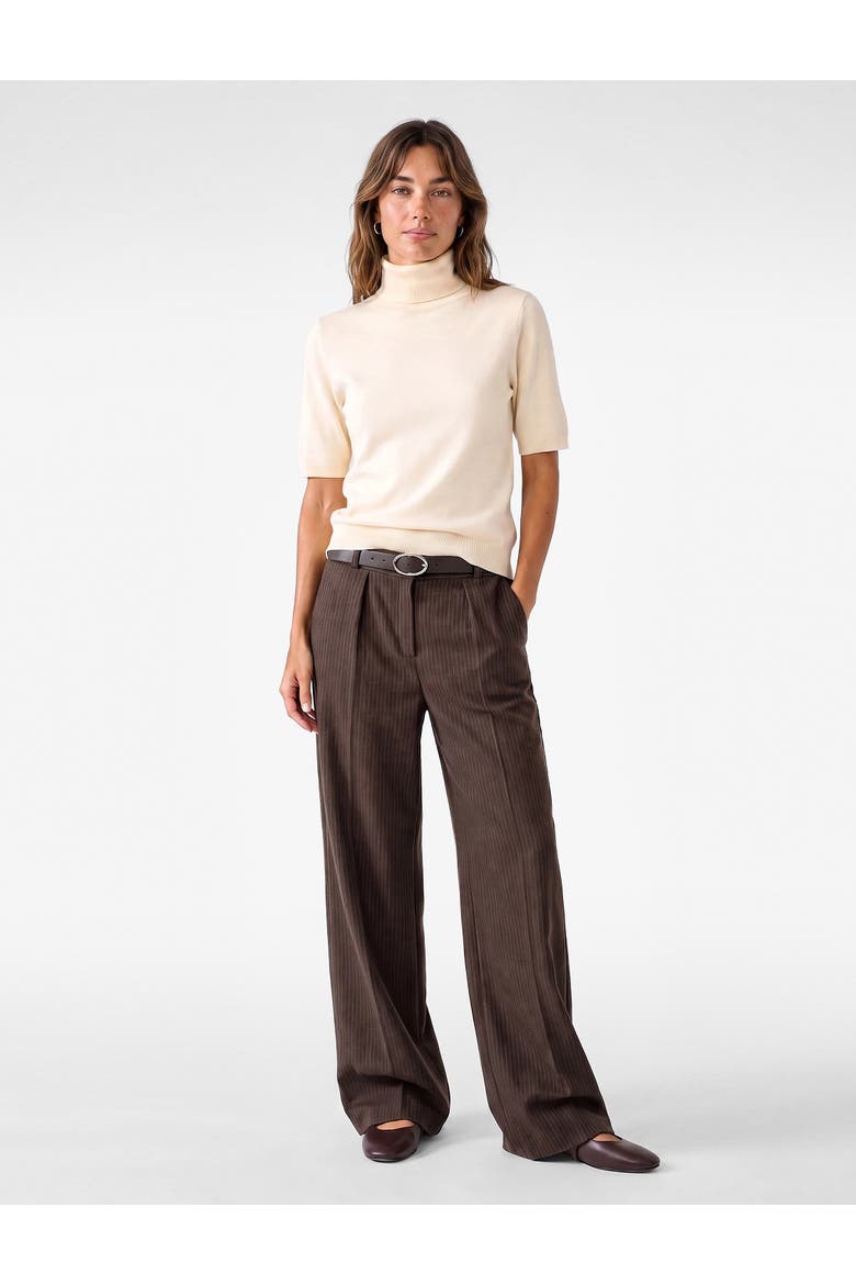 Viscose Blend Short Sleeve Turtleneck Knit Sweater, Main, color, CREAM