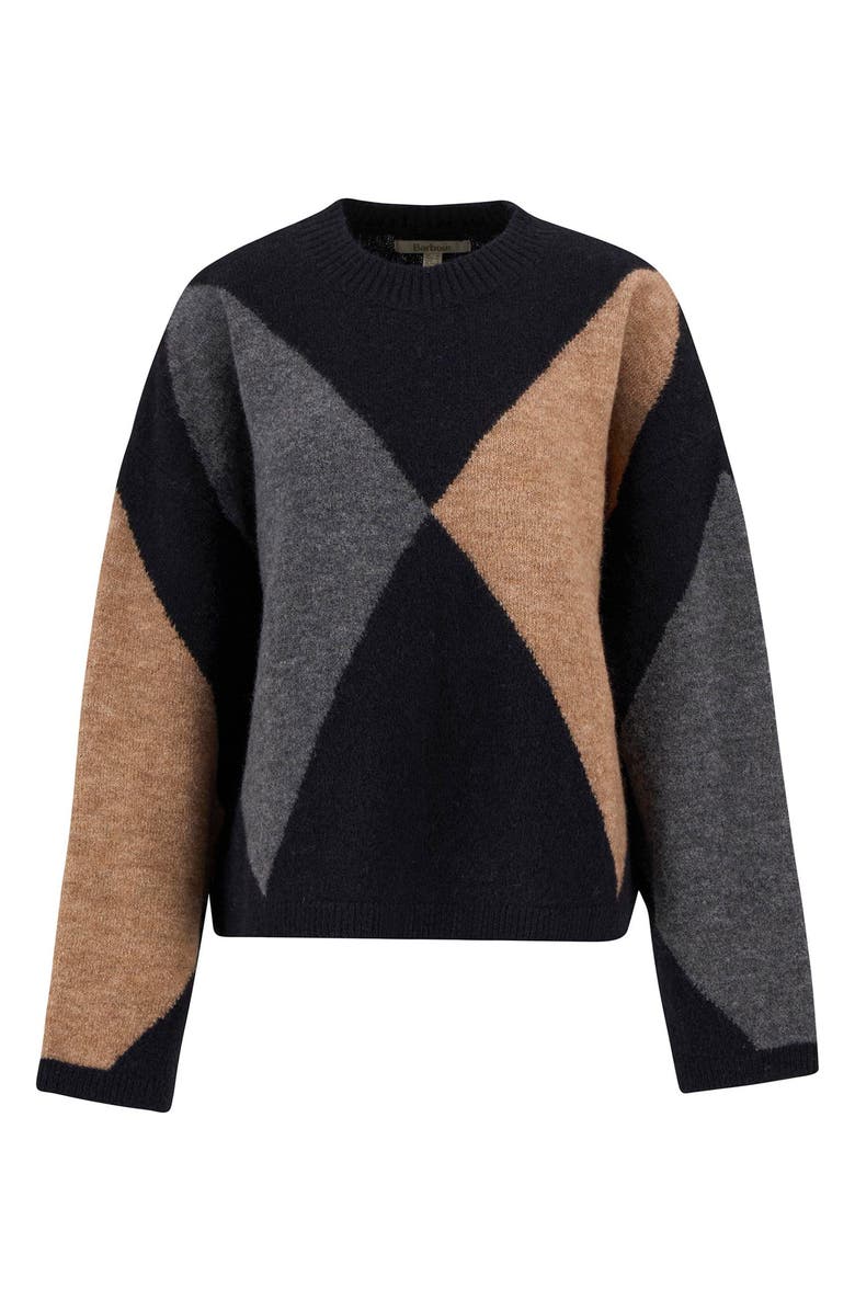 Barbour Sabrina Colorblock Wool Blend Crewneck Sweater, Alternate, color, Black Multi