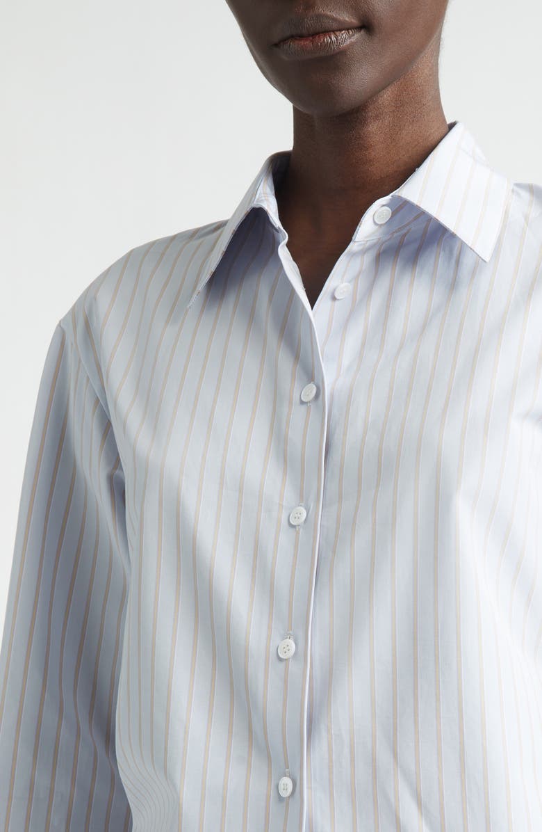 Lafayette 148 New York Aurora Stripe Cotton Tailored Shirt, Alternate, color, Glacier Blue Multi