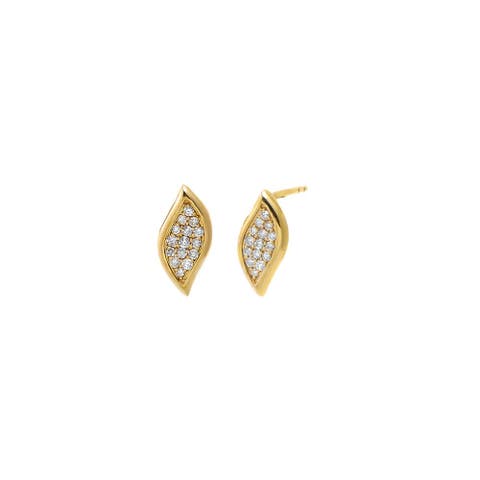 Diamond Pave Curved Marquise Stud Earring 14K