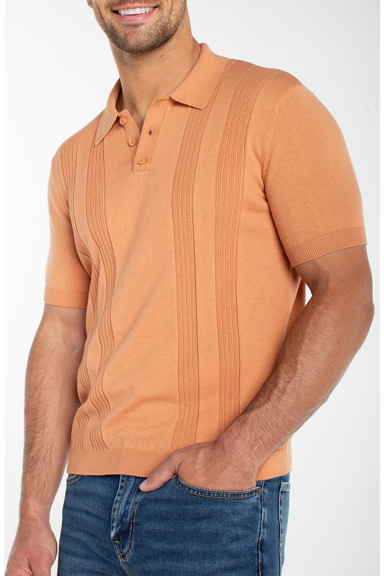 Rib Cotton Polo Sweater, Alternate, color, CLAY