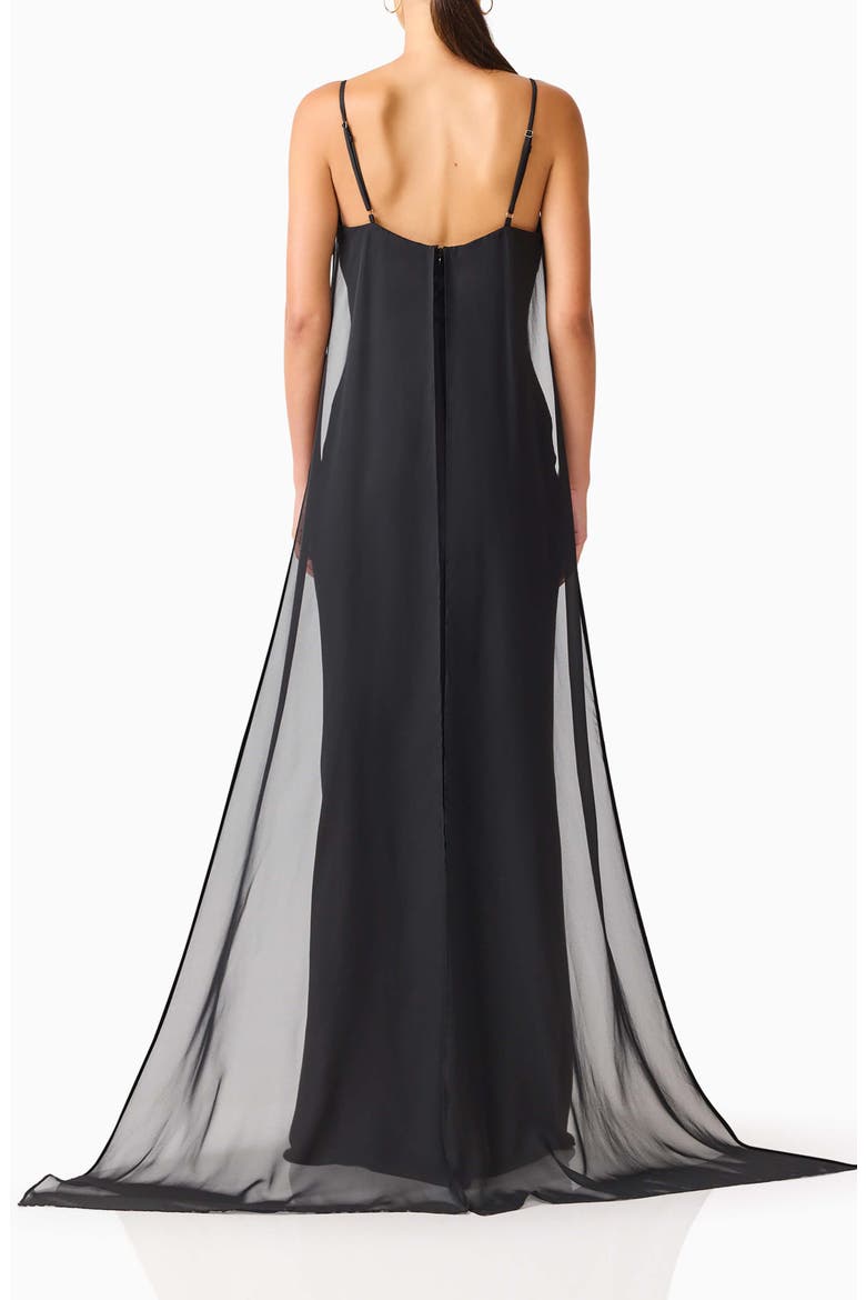 Auriella Chiffon Drape Gown, Alternate, color, BLACK