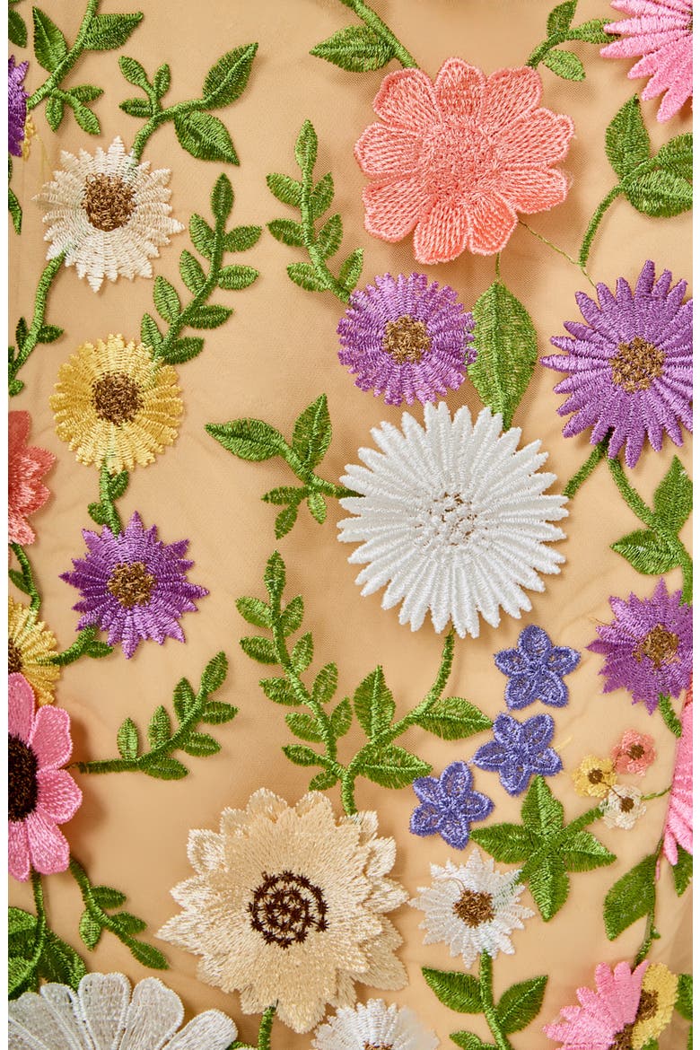 Floral Embroidery Midi Dress, Alternate, color, BEIGE MULTI FLORAL
