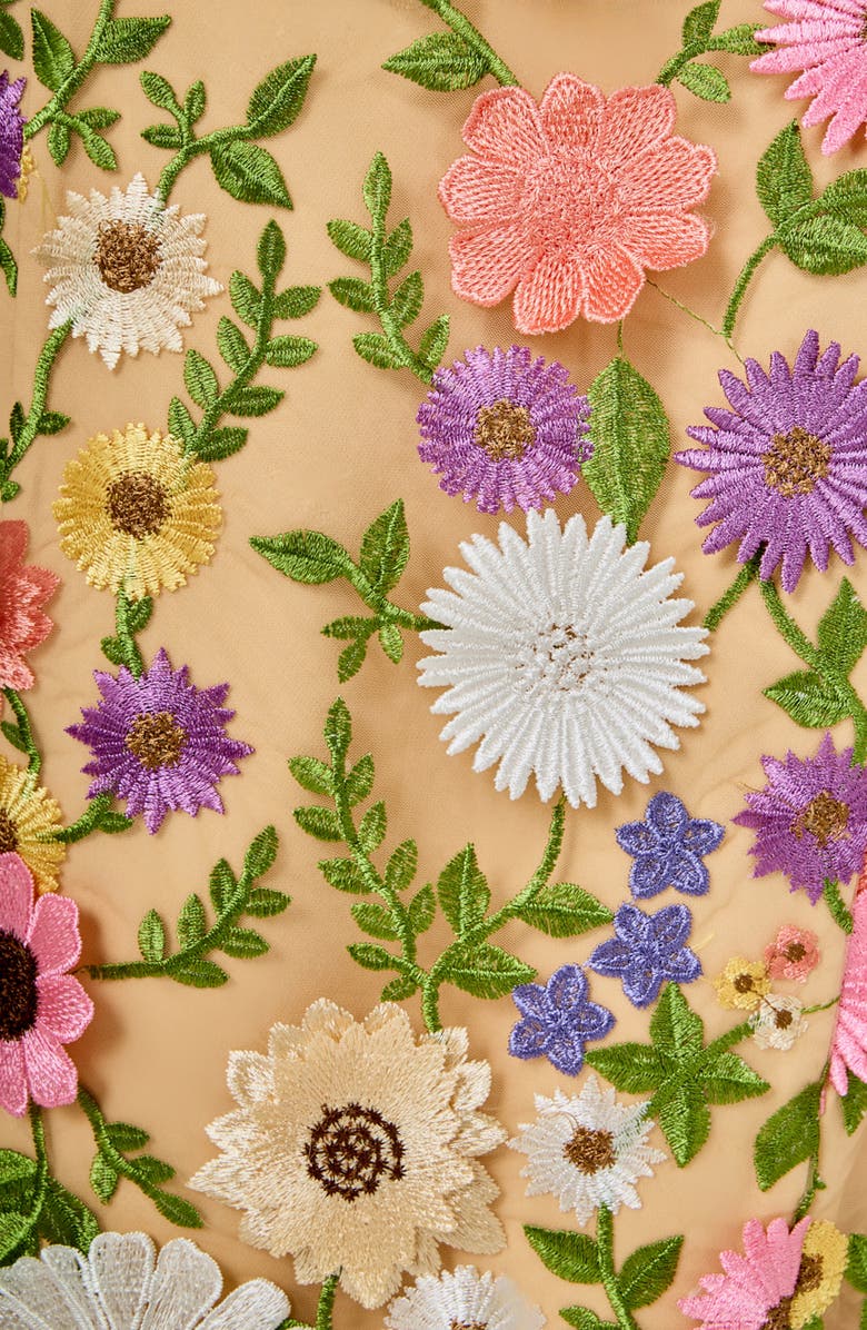 Endless Rose Floral Embroidery Midi Dress, Alternate, color, Beige Multi Floral
